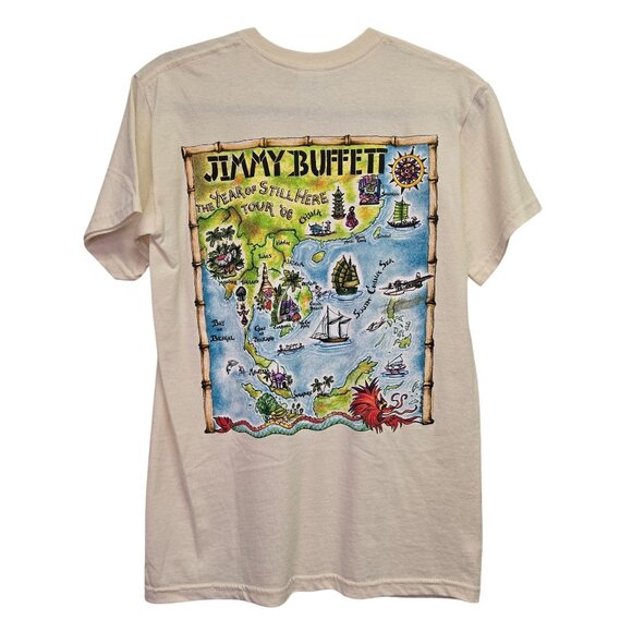 Vintage Y2K Jimmy Buffett 2008 Tour T-Shirt S Country Tropical Band Tee Off Whit - Picture 1 of 7